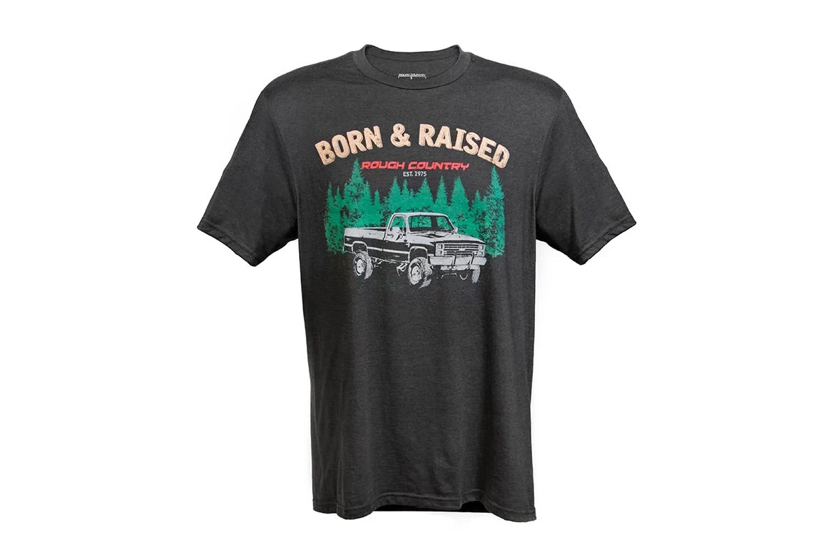 Rough Country T-Shirt - Born & Raised - Black - LG - 84081LG